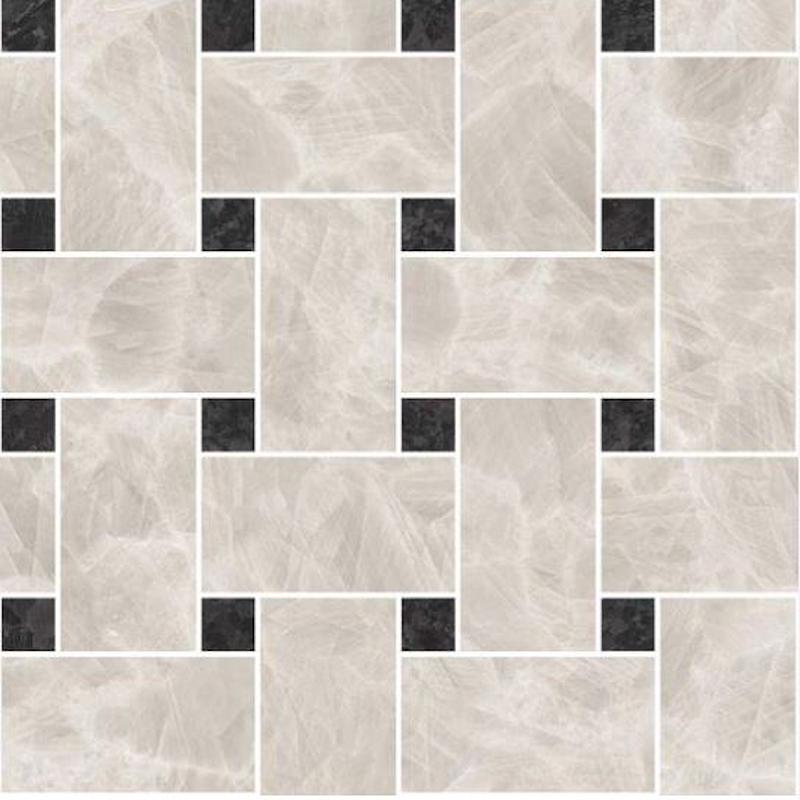 VERSACE METEORITE MOSAICO INTRECCIO NERO/BIANCO  30x30 cm 9.5 mm Matt 